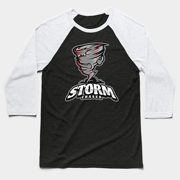 Tornado Costume Gift Storm Chaser Scary Weather Hurricane Baseball T-Shirt by Grabitees